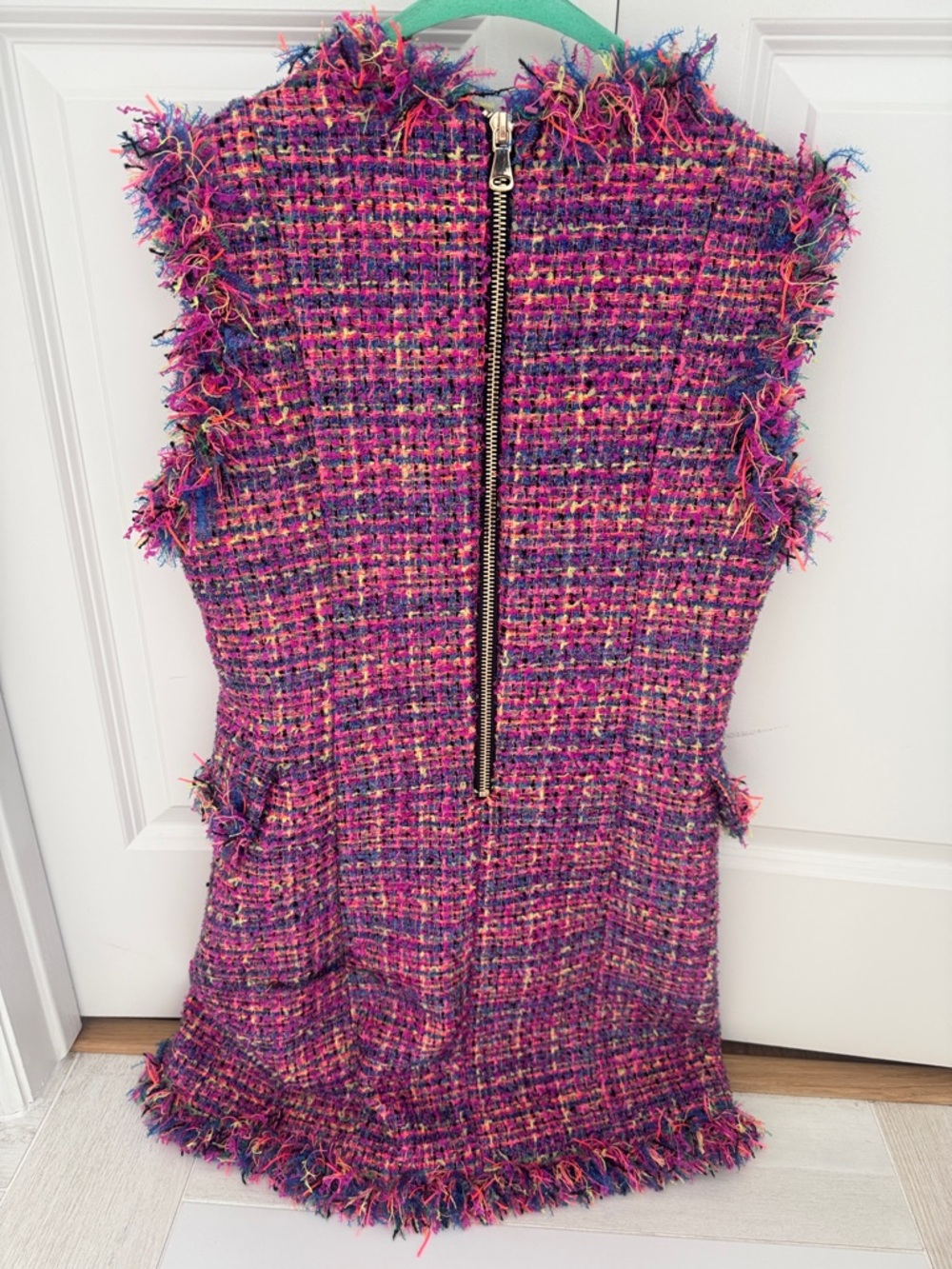 Beulah Multicolor Fringe Tweed Mini Dress - Picture 4 of 4